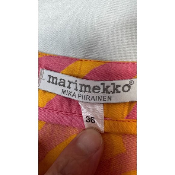 Vintage Marimekko Mika Piirainen Tunic Dress Pink Orange Swirl Print 36 US 6 - Picture 4 of 14